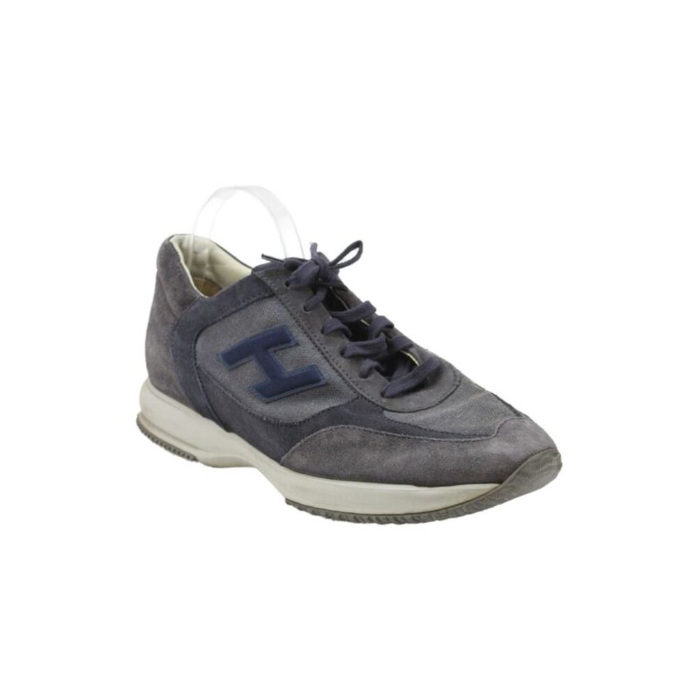 Hogan Mens Suede Lace Up Low Top Sneakers Blue Size 7